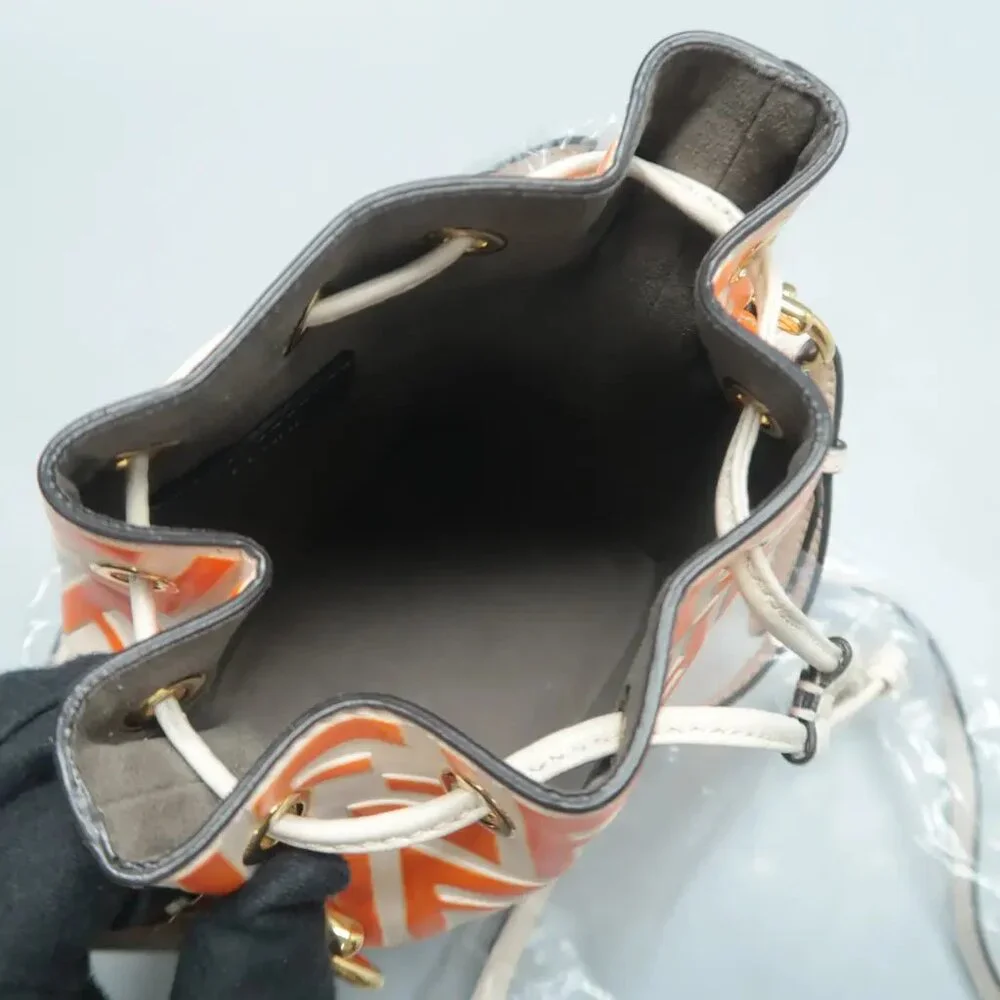 100% Authentic FENDI Mon Tresor Beige&Orange Leather Satchel 999-102424 - Picture 10 of 12